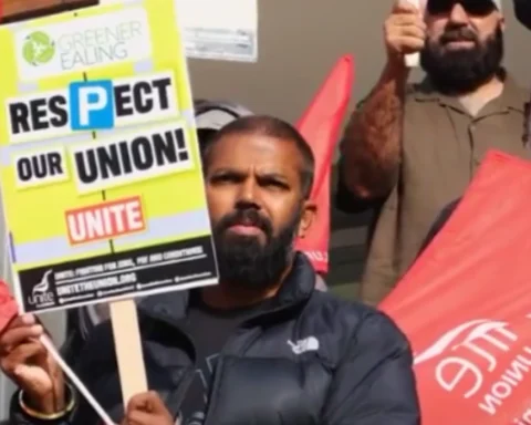 Union row Ealing council wardens rally at Westminster