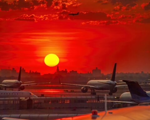 Africa aviation market trends highlighting airport terminal departure boards and travel activity