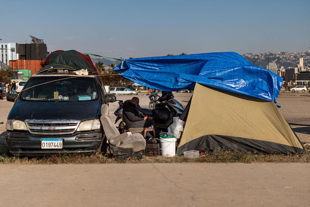 War Displacement Turns Beirut Waterfront Into Tent City 2026 1 Temporary refugee camp during Beirut displacement crisis in Lebanon