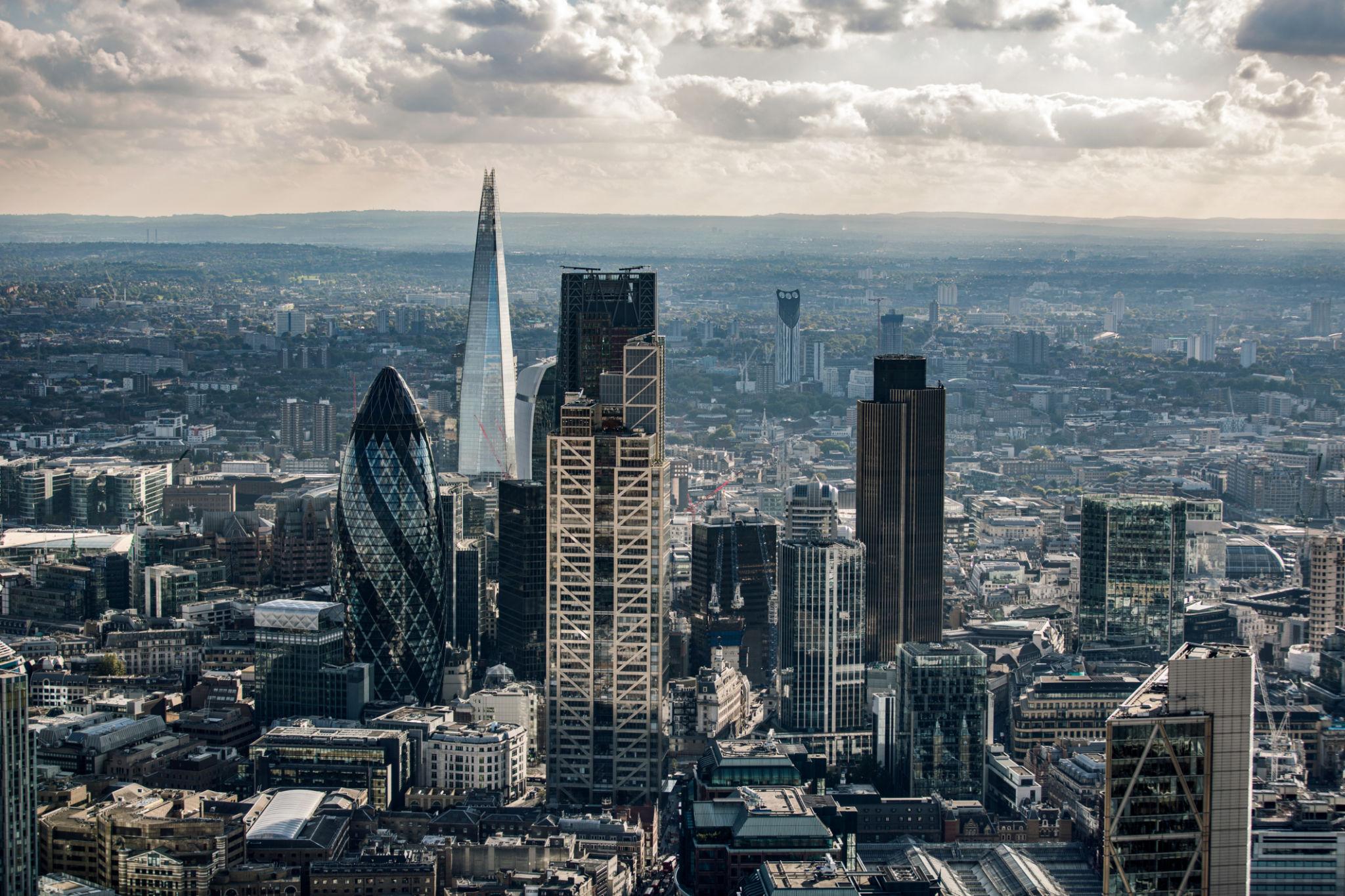 UK international development news showing London financial district investment growth