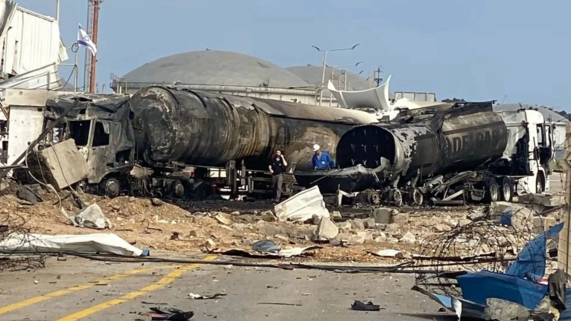 Haifa oil refinery strike smoke rising over Bazan facility 2026