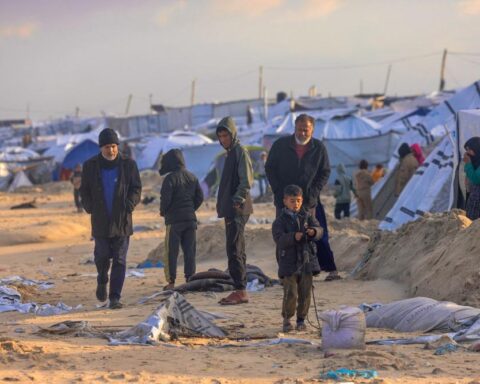 Cold weather Gaza forces displaced families to shelter in flooded tents in central Gaza