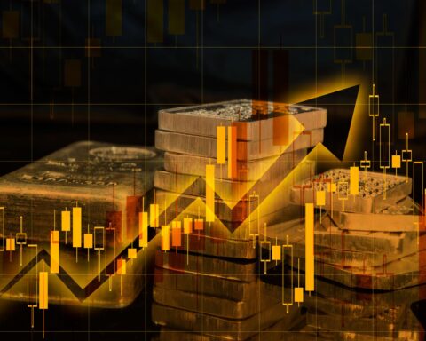 Gold bars stacked during gold geopolitical crisis as investors seek safe haven assets