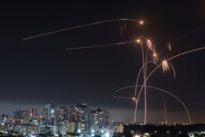 Israel border tensions with air defense system intercepting incoming missile over northern region