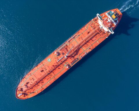 oil tanker sailing in the Persian Gulf during rising global oil supply risk