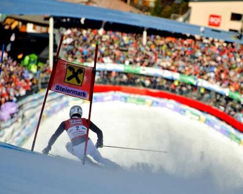 Downhill gold medal winner celebrates after dramatic race