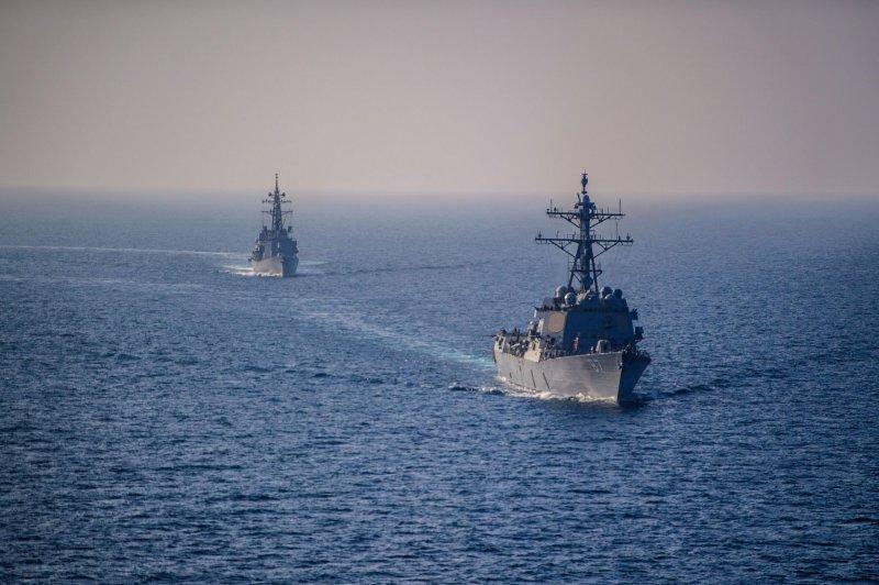 US Defense Systems Interception Stops Missiles, Drones and 6 Boats in Major Gulf Clash Gulf Region 2026 4 US defense systems interception naval fleet defense formation Gulf