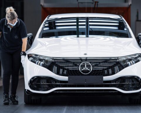 Mercedes-Benz electric vehicle showcasing advanced battery technology from EV battery supply agreement